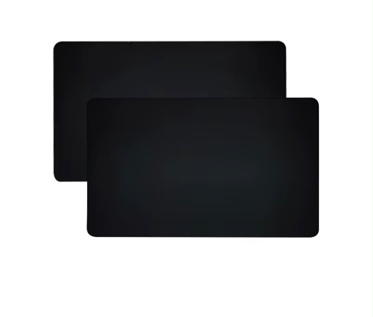 Front and back of a matte black Cardless NFC card